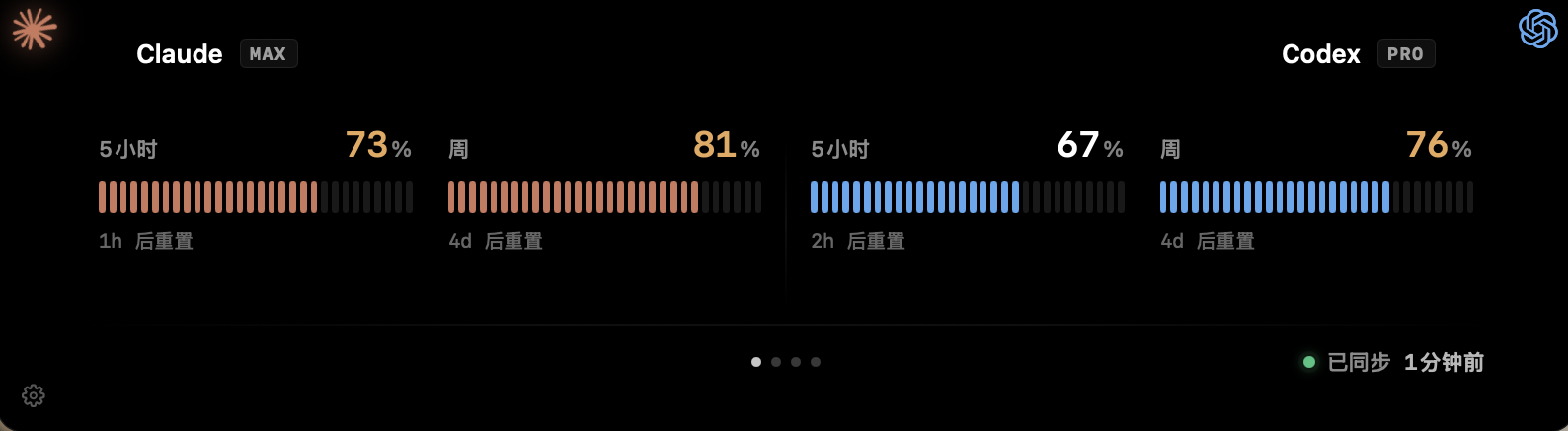 Agent Island usage panel showing provider usage and locally calculated activity